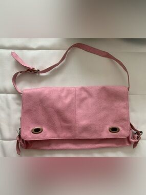Y2K Pink Faux Suede Messenger Bag Coquette Shoulder Bag Vintage Style